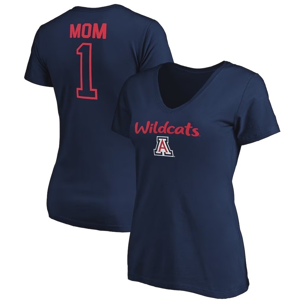 Fanatics Arizona Wildcats Women's Large Navy V-Neck T-Shirt Mom‎ 1 Graphic NWT